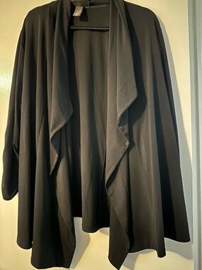 Lane Bryant Black Circle Cardigan with Draped Overlay